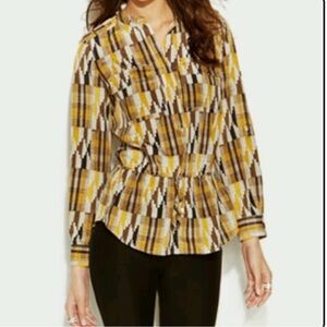 Michael Kors Women's Blouse - Yellow, Black, White Size Small
